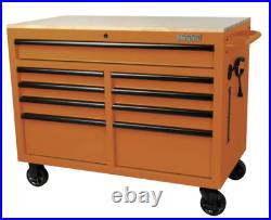 International 46 9-Drawer Tool Chest Mobile Workbench Solid Wood Top Orange
