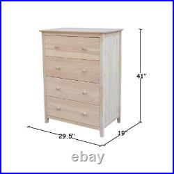 International Concepts Chest of Drawers 41 H X 29.5 W 4-Drawer Unfinished Wood