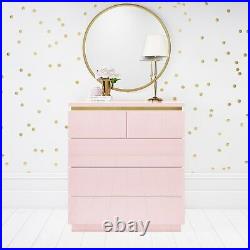 Isabella Pink Gloss 5 Drawer Chest of Drawers with Gold Trim ISB002