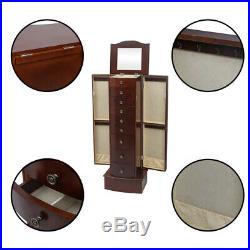 Jewelry Cabinet Armoire Box Wood Storage Chest Stand Organizer Christmas Gift US