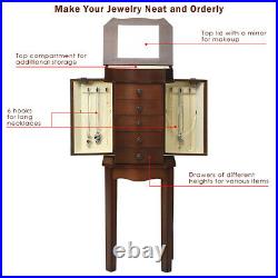 Jewelry Cabinet Armoire Storage Stand Chest Organizer withDrawers&Mirror Christmas