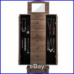 Jewelry Cabinet Chest Armoire Box Large Stand Organizer with 7 Drawers & Mirror