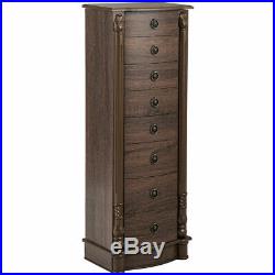 Jewelry Cabinet Chest Armoire Box Large Stand Organizer with 7 Drawers & Mirror