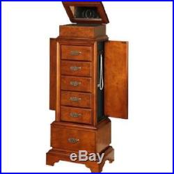 Jewelry Cabinet Storage Armoire 6-drawer Organizer Chest Wood Box Stand Walnut