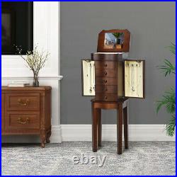 Jewelry Cabinet withDrawers&Mirror Armoire Storage Stand Chest Organizer Christmas