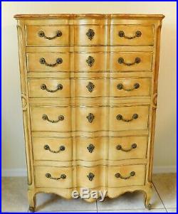 John Widdicomb Painted French Louis XV Style Gold Tall Dresser Chest of Drawers
