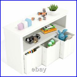 Kids Toy Storage Cabinet, Toddler's Room Chest Cabinet 3 Drawers with Wheels