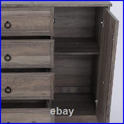 LGHM Dresser with 4 Drawers Door Cabinet, Tall Wood Chest of Drawers for Bedroom