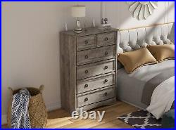 LGHM White Dresser with 6 Drawers, Tall Chest of Drawers Organizer Storage Bedroom