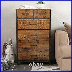 Large Chest Drawers 6 Drawer Dresser Bedroom Nightstand Storage Cabinet Walnut