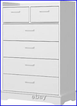 Large Chest Drawers 6 Drawer Dresser For Bedroom Furniture Storage Cabinet White