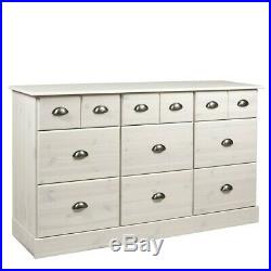 Large Chest of Drawers White Sideboard Storage Unit 9 Drawer Chest Cabinet