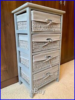 Large Grey Chest Of Drawers Storage Solution Wicker Baskets Wooden Furniture