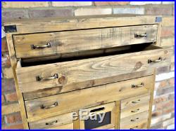 Large Industrial vintage rustic wood cupboard cabinet chest drawers storage