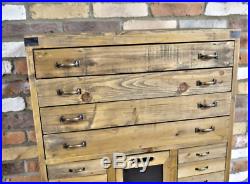 Large Industrial vintage rustic wood cupboard cabinet chest drawers storage