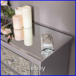Large Silver Chest of Drawers Mirrored Glass Unit Hallway Cabinet Bedroom Home