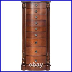 Large Wooden Jewelry Cabinet Armoire Box Storage Chest Stand Organizer Necklace