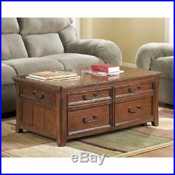 Lift Top Coffee Storage Table with Drawers Mid Century Modern Sofa Accent Chest