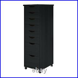 Lingerie Storage Dresser 8 Drawer Cart Tall Narrow Chest Wheels Solid Wood New