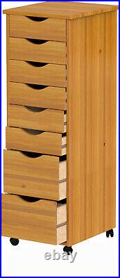 Lingerie Storage Dresser 8 Drawer Cart Tall Narrow Chest With Wheels Solid Wood