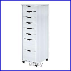 Lingerie Storage Dresser 8 Drawer Craft Cart Tall White Chest Mobile Solid Wood