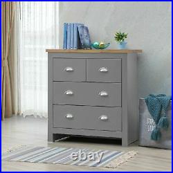 Lisbon Grey 2+2 4 Drawer Chest Storage Bedroom Cabinet Furniture Oak