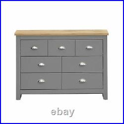 Lisbon Grey 3+4 7 Drawer Chest of Drawers Storage Bedroom Cabinet Furniture Oak