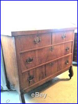 Local Pickup Antique Wood 4-Drawer Low Boy Chest Dresser withBrass Pulls