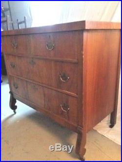 Local Pickup Antique Wood 4-Drawer Low Boy Chest Dresser withBrass Pulls