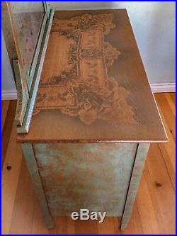 Locking, Antique, Dresser, Rustic, Green, Farmhouse, Furniture, Chest Of Drawers