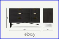 MADE. COM Haines Wide Chest of Drawers Charcoal Black Mango Wood&Brass RRP £699