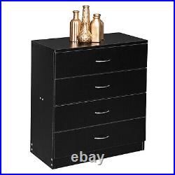 MDF Wood Simple 4-Drawer Dresser Bedroom Dresser Chest Storage Cabinet Black US