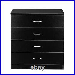 MDF Wood Simple 4-Drawer Dresser Bedroom Dresser Chest Storage Cabinet Black US