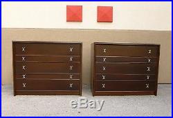 Match Pair Paul Frankl X Drawer Pull Bachelor Chests Johnson Furniture @ 1950