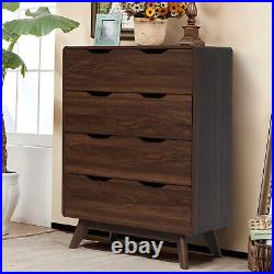Mid-Century Chest of Drawers with 4 Wider Drawer Clothes Organizer Walnut