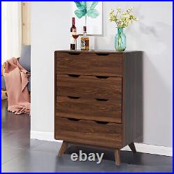 Mid-Century Chest of Drawers with 4 Wider Drawer Clothes Organizer Walnut