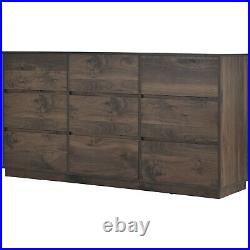 Mid-Century Modern 9 Drawers Dresser Chest Storage Cabinet Wood Nightstand Brown