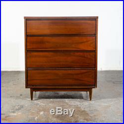 Mid Century Modern Highboy Dresser Walnut Bassett furniture 4 Drawer Chest Mcm