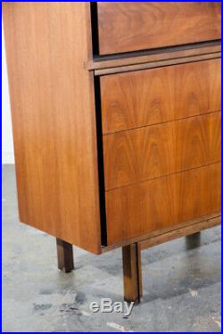 Mid Century Modern Highboy Dresser Walnut LA Period furniture 5 Drawer Chest Mcm