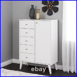 Milo 5 Drawer Dresser / Chest Cabinet with Shelves White NEW