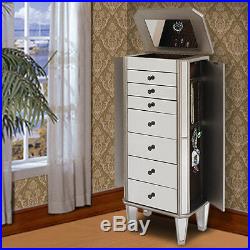 Mirrored Accent 7-Drawers Chest With Mirrors Jewelry Storage Bedroom Furniture