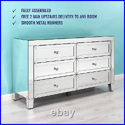 Mirrored Chest of 6 Drawers Free 2 man Upstairs Delivery Fully Assembled