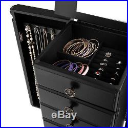 Mirrored Jewelry Cabinet Armoire Storage Box Chest Standing Organizer with Drawers