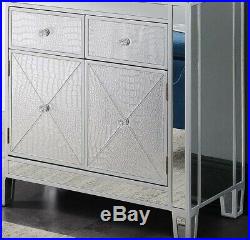 Mirrored Storage Cabinet Drawers Dresser Chest End Side Table Nightstand Croc