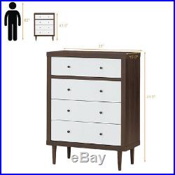 Modern 4 Drawer Dresser Wood Chest Storage Cabinet Organizer Free Stand