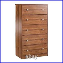 Modern 5-Drawer Bedroom Chest Dresser in Rustic Brown Wood Finish #HEDB30393741