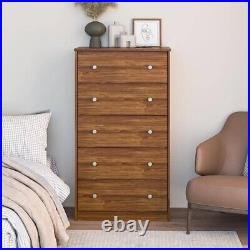 Modern 5-Drawer Bedroom Chest Dresser in Rustic Brown Wood Finish #HEDB30393741