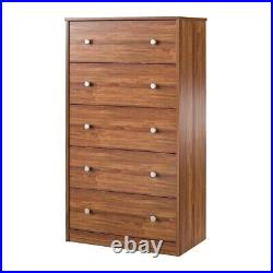 Modern 5-Drawer Bedroom Chest Dresser in Rustic Brown Wood Finish #HEDB30393741