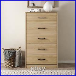 Modern 5-Drawer Dresser with Handles Wood Storage Chest of Drawers for Bedroom