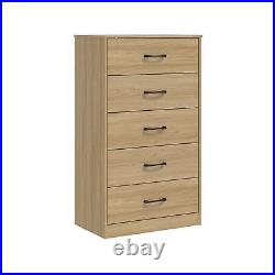 Modern 5-Drawer Dresser with Handles Wood Storage Chest of Drawers for Bedroom